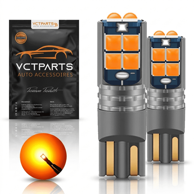 VCTparts VCTparts High Power LED T10 W5W Amber 6000K - Set van 2 voor Zij Knipperlichten en Side Marker Verlichting NORGOS 1