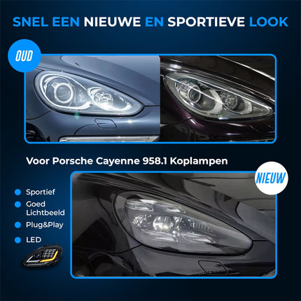 VCTparts LED Matrix Koplampen voor Porsche Cayenne 958 naar 2023 Upgrade – Plug en Play Headlights voor 958.1 Autolamp - VCTparts.nl