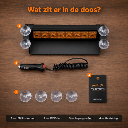 VCTparts Raamflitser Oranje LED Stroboscoop Zwaailicht – 12V met Zuignappen en 8 Knipperstanden NORGOS 6