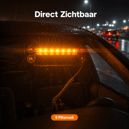 VCTparts Raamflitser Oranje LED Stroboscoop Zwaailicht – 12V met Zuignappen en 8 Knipperstanden NORGOS 5