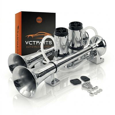VCTparts Trein Luchthoorn 115dB met Compressor - Universele 12V Claxon Trompet Set voor Auto Boot Pickup SUV Zeer Krachtige Air Horn Treinhoorns