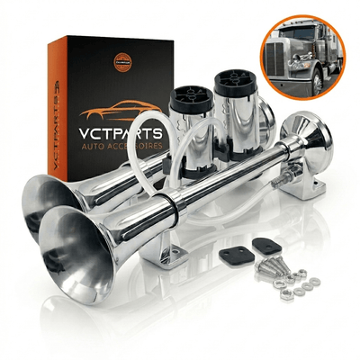VCTparts Trein Luchthoorn 115dB met Compressor - Universele 24V Claxon Trompet Set 2 Stuks voor Vrachtwagen Truck Boot Pickup SUV Zeer Krachtige Air Horn