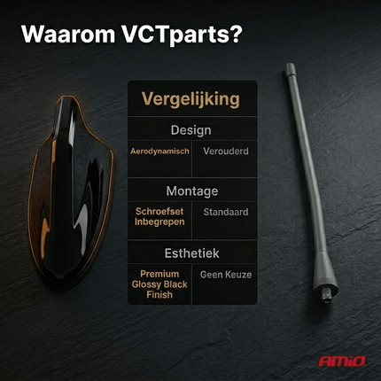 VCTparts VCTparts Universele Haaienvin Autoradio Antenne Zwart - Shark Fin AM/FM Dakantenne Auto Universeel met Eenvoudige Installatie Moderne Upgrade NORGOS 6