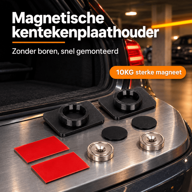 VCTparts VCTparts Magnetische Kentekenplaathouder Set - Zonder Boren, Snelle Montage, 10KG Sterke Magneet voor Kentekenplaat NORGOS 2