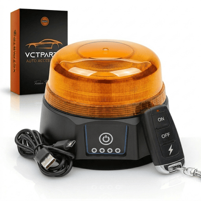 VCTparts Oranje LED Batterij Zwaailicht Noodverlichting met Afstandsbediening en Magneet - 36 LED 12V 24V Oplaadbaar