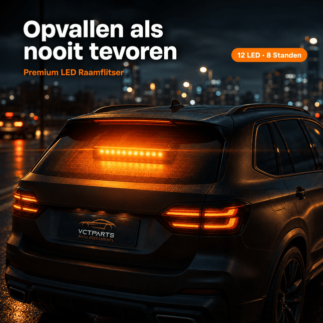 VCTparts VCTparts Premium Raamflitser Amber Oranje LED Stroboscoop – 12V Zwaailicht met Zuignap 12 LED 8 Standen – Verhoog je Zichtbaarheid en Veiligheid NORGOS 2