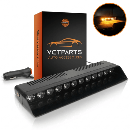 VCTparts VCTparts Premium Raamflitser Amber Oranje LED Stroboscoop – 12V Zwaailicht met Zuignap 12 LED 8 Standen – Verhoog je Zichtbaarheid en Veiligheid NORGOS 1