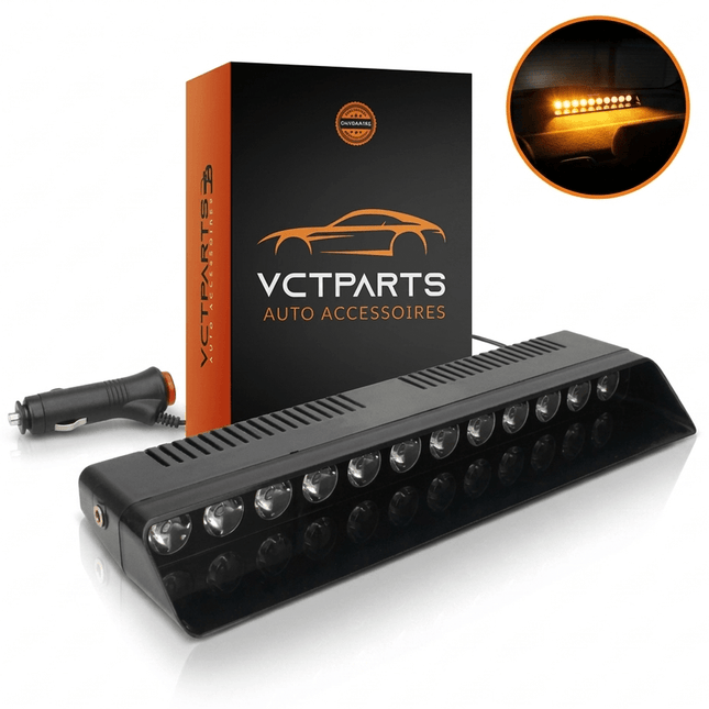 VCTparts VCTparts Premium Raamflitser Amber Oranje LED Stroboscoop – 12V Zwaailicht met Zuignap 12 LED 8 Standen – Verhoog je Zichtbaarheid en Veiligheid NORGOS 1