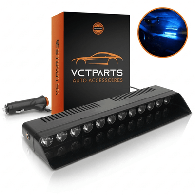 VCTparts Premium Raamflitser Blauw LED Stroboscoop – 12V Zwaailicht met Zuignap 12 LED 8 Standen – Verhoog je Zichtbaarheid en Veiligheid