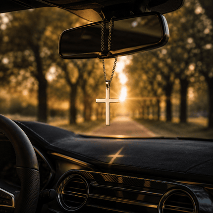VCTparts Zilveren Alloy Tempeliers Kruis Hanger voor Auto Binnenspiegel – Christelijk Symbool Accessoire Kruisje Ketting NORGOS 2