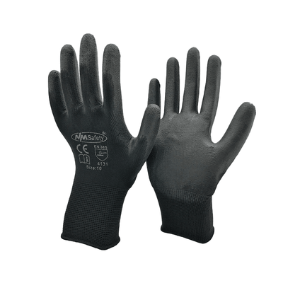 Veiligheids Industriële Werk Handschoenen met Rubberlaag Zwart [Maat L]