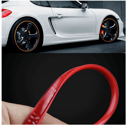 Velgen Bescherming Flexibele Decoratie Strip met Tape Rood (8 meter) - VCTparts.nl