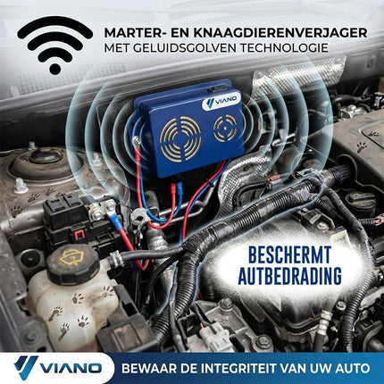 AMiO VIANO Auto Marterverjager 12V DUO - LED - Automatische Schakeling met Ultrasone Bescherming tegen Knaagdieren In Motorruimte met Directe Accu Aansluiting VIANO 3