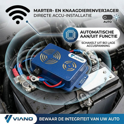 AMiO VIANO Auto Marterverjager 12V DUO - LED - Automatische Schakeling met Ultrasone Bescherming tegen Knaagdieren In Motorruimte met Directe Accu Aansluiting VIANO 4
