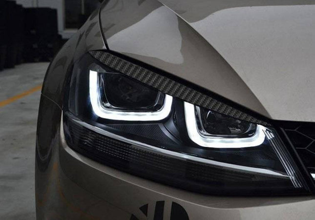 Volkswagen Golf 7 Koplamp Booskijker Wenkbrauw Carbon (set van 2 stuks) - VCTparts.nl