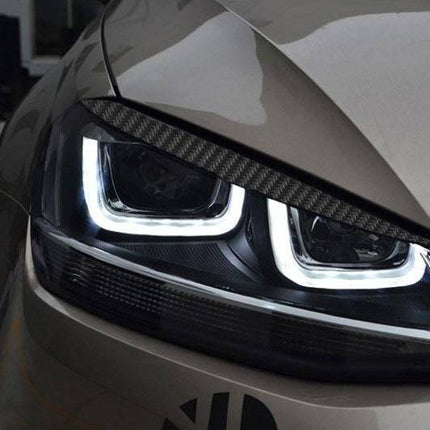 Volkswagen Golf 7 Koplamp Booskijker Wenkbrauw Carbon (set van 2 stuks) - VCTparts.nl