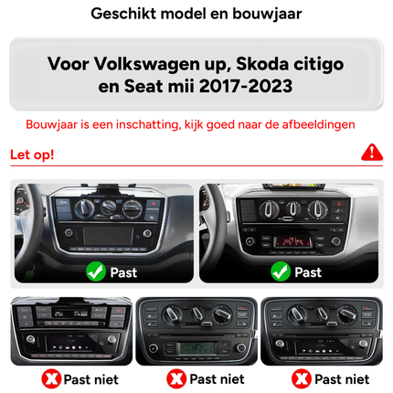 CarPlay & Android Auto Autoradio voor Volkswagen Up, Skoda Citigo en SEAT Mii – GPS Navigatie & Touchscreen – Inbouwen / Inbouwservice / Installatie - VCTparts.nl