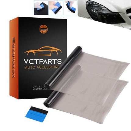 VCTparts Voordeelset Koplamp en Achterlicht Lamp Folie Licht Wrap Zwart (2x folie + pasje) (30 x 60cm) - Smoke Tint Vinyl NORGOS 1