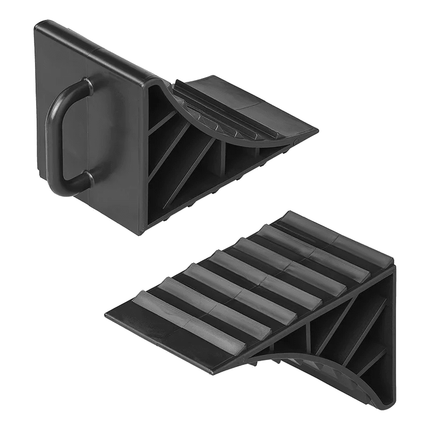 Wielkeg Wielblok Klem Bandenstopper Rolstopper Incl. Handvat Set 2 stuks Kunststof Zwart - VCTparts.nl