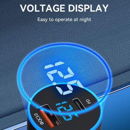 Wozinsky Wozinsky WDCCAC USB C USB A 36W Autolader Snellader met Display Zwart Hurtel 8