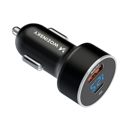 Wozinsky Wozinsky WDCCAC USB C USB A 36W Autolader Snellader met Display Zwart Hurtel 3