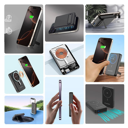 Wozinsky Wozinsky WLWP - 10KA0Y3S 22.5W PD Qi2 Powerbank 10000mAh met Stand Zwart Hurtel 3