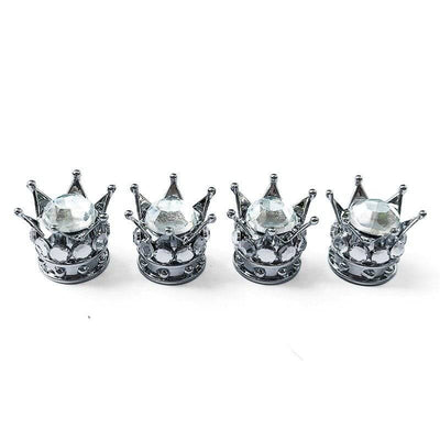 Zilveren Diamant Kroon Ventieldopjes - Metaal (set)