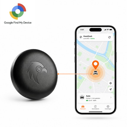 HawkDash Auto GPS Locatie Tracker Anti-Diefstal Functie Smart Tag - Werkt met Android Zoeken - Android/Google zwart
