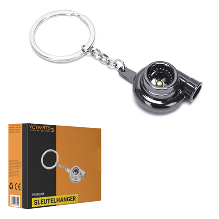 Zwarte Turbo Sleutelhanger – Aluminium (Gun Black) Uniek & Stoer Design - VCTparts.nl